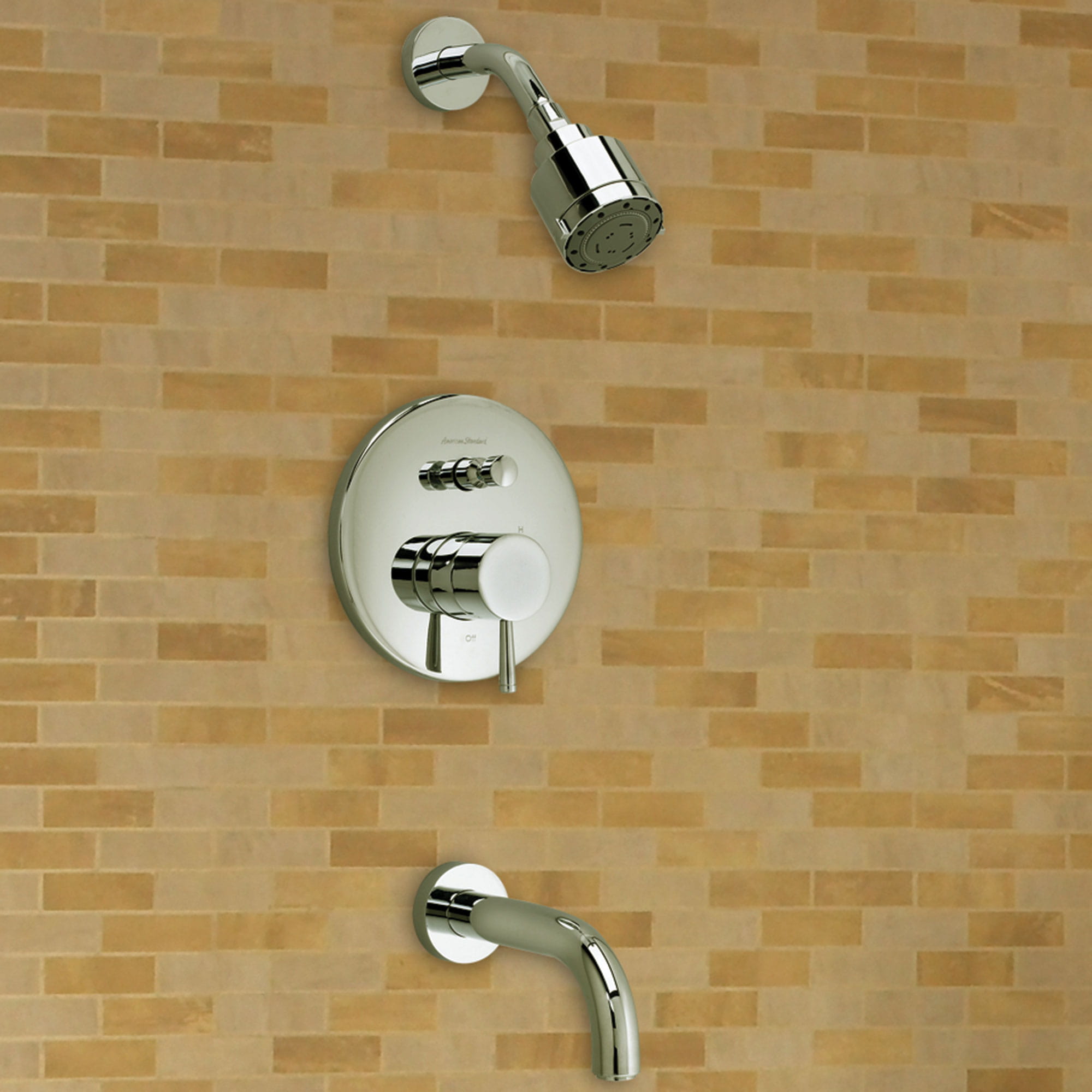 Serin® 2.5 gpm/9.5 L/min Tub and Shower Trim Kit With Rain Shower Head, Double Ceramic Pressure Balance Cartridge With Lever Handle